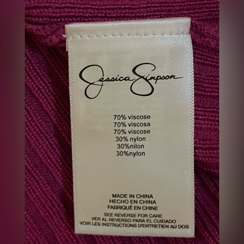 Jessica Simpson Adrielle Long Sleeve Sweater Top in Festival Fuchsia size L - Picture 14 of 14